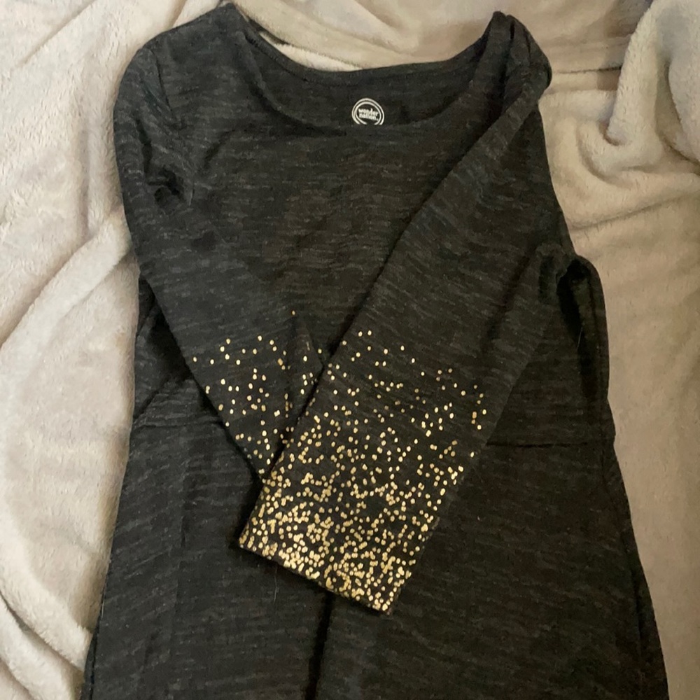 Girls black cotton 3/4 sleeve dress